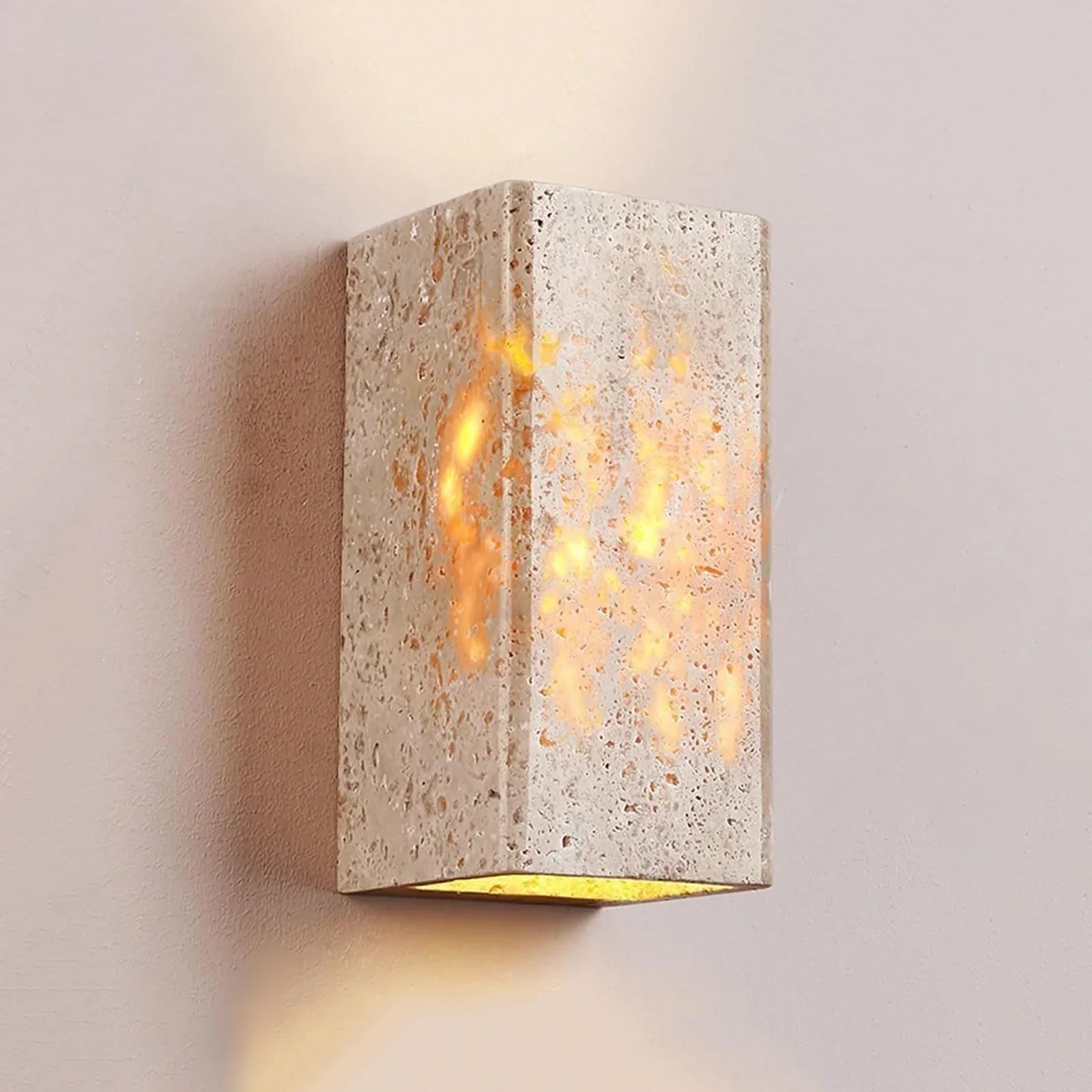 Square Rectangular Travertine Wall Lamp