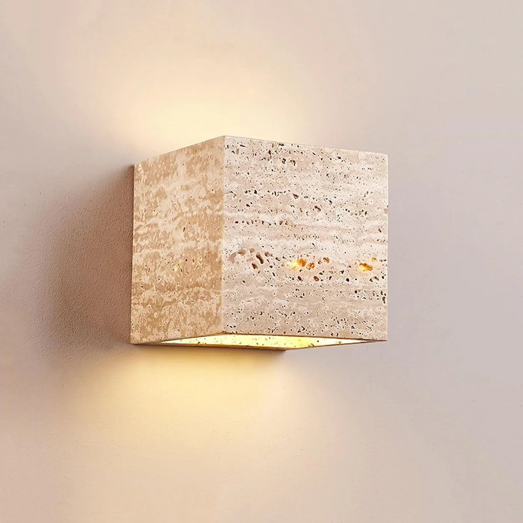 Square Rectangular Travertine Wall Lamp