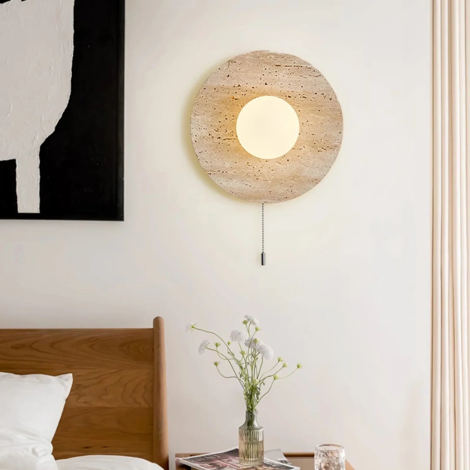 Stone Lunar Eclipse Travertine Wall Light