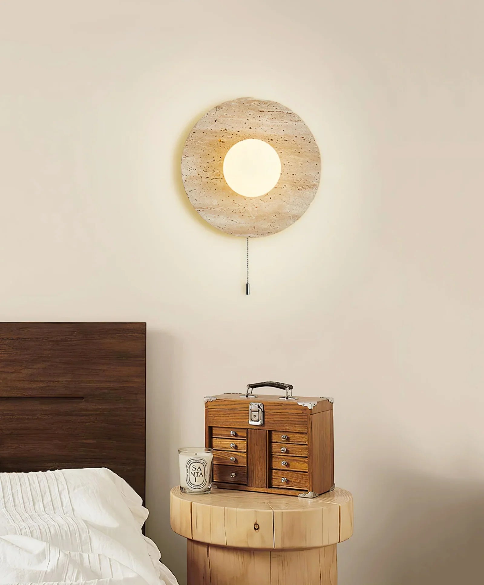 Stone Lunar Eclipse Travertine Wall Light