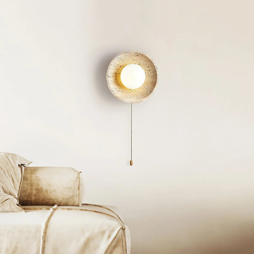 Stone Lunar Eclipse Travertine Wall Light