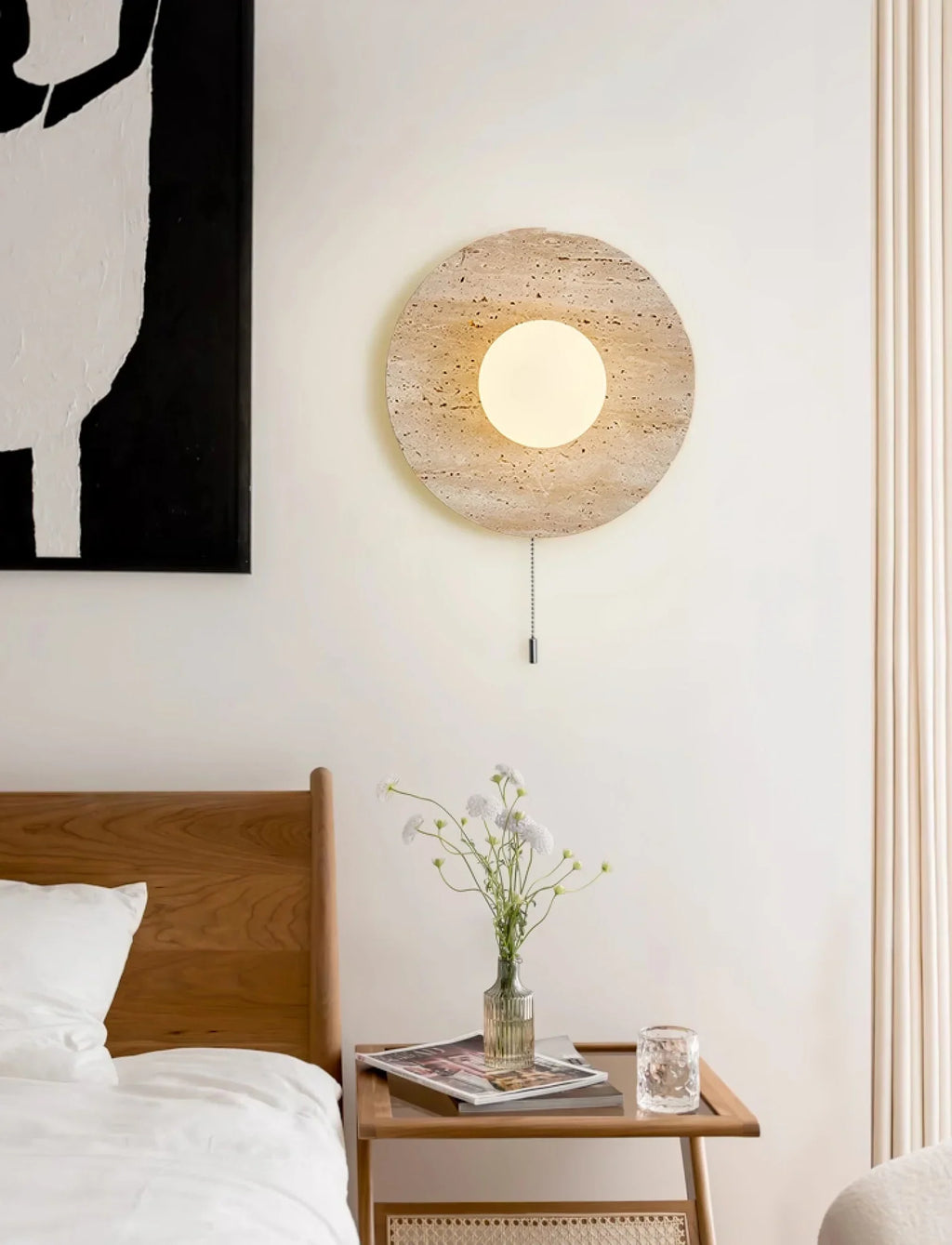 Stone Lunar Eclipse Travertine Wall Light