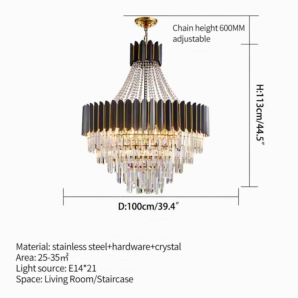 Modern Black Gold Luxury Crystal Chandelier