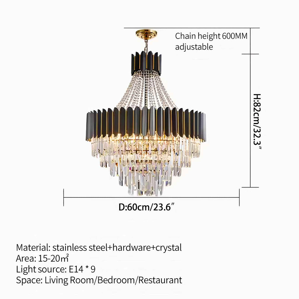 Modern Black Gold Luxury Crystal Chandelier