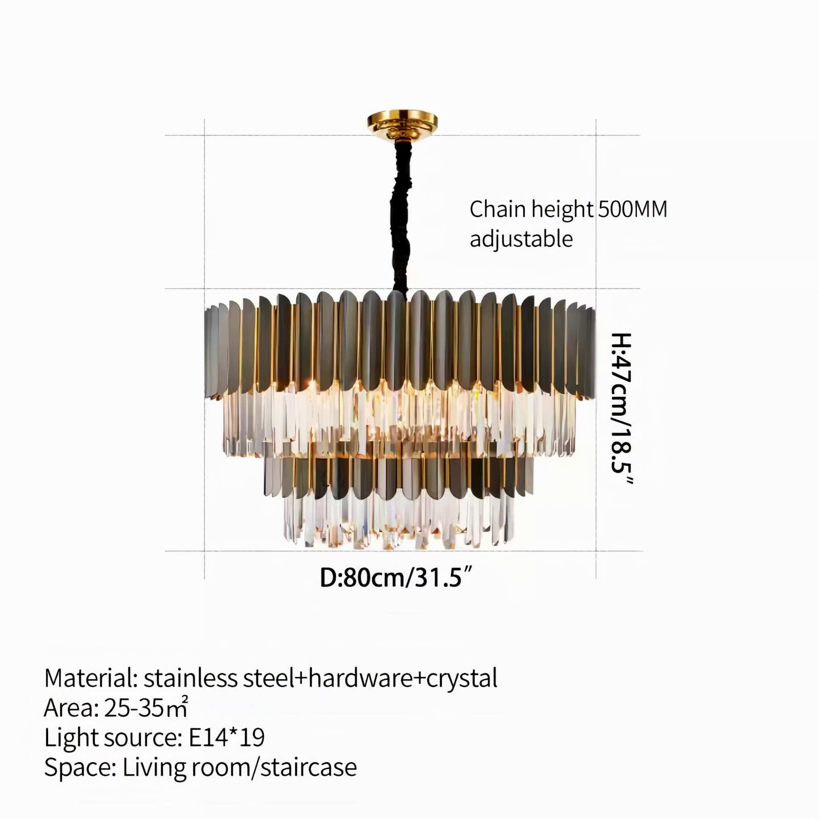 Modern Black Gold Luxury Crystal Chandelier