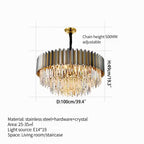 Modern Black Gold Luxury Crystal Chandelier