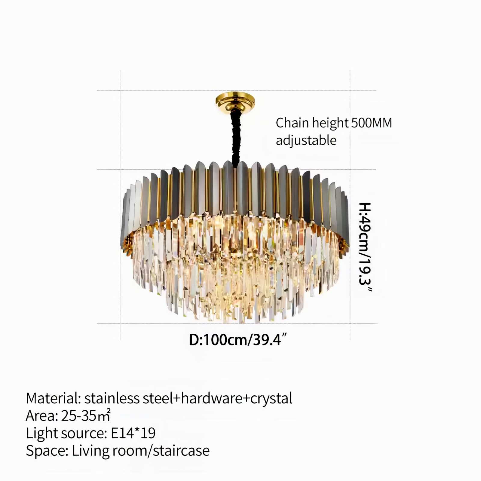 Modern Black Gold Luxury Crystal Chandelier