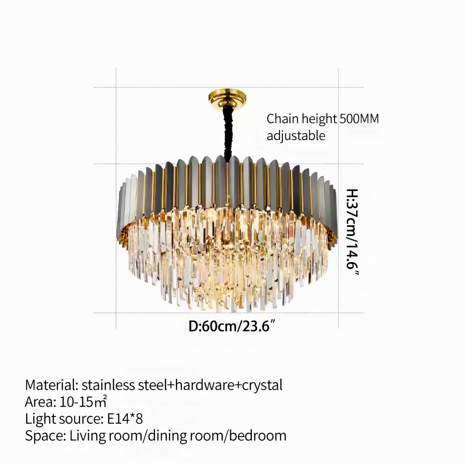 Modern Black Gold Luxury Crystal Chandelier