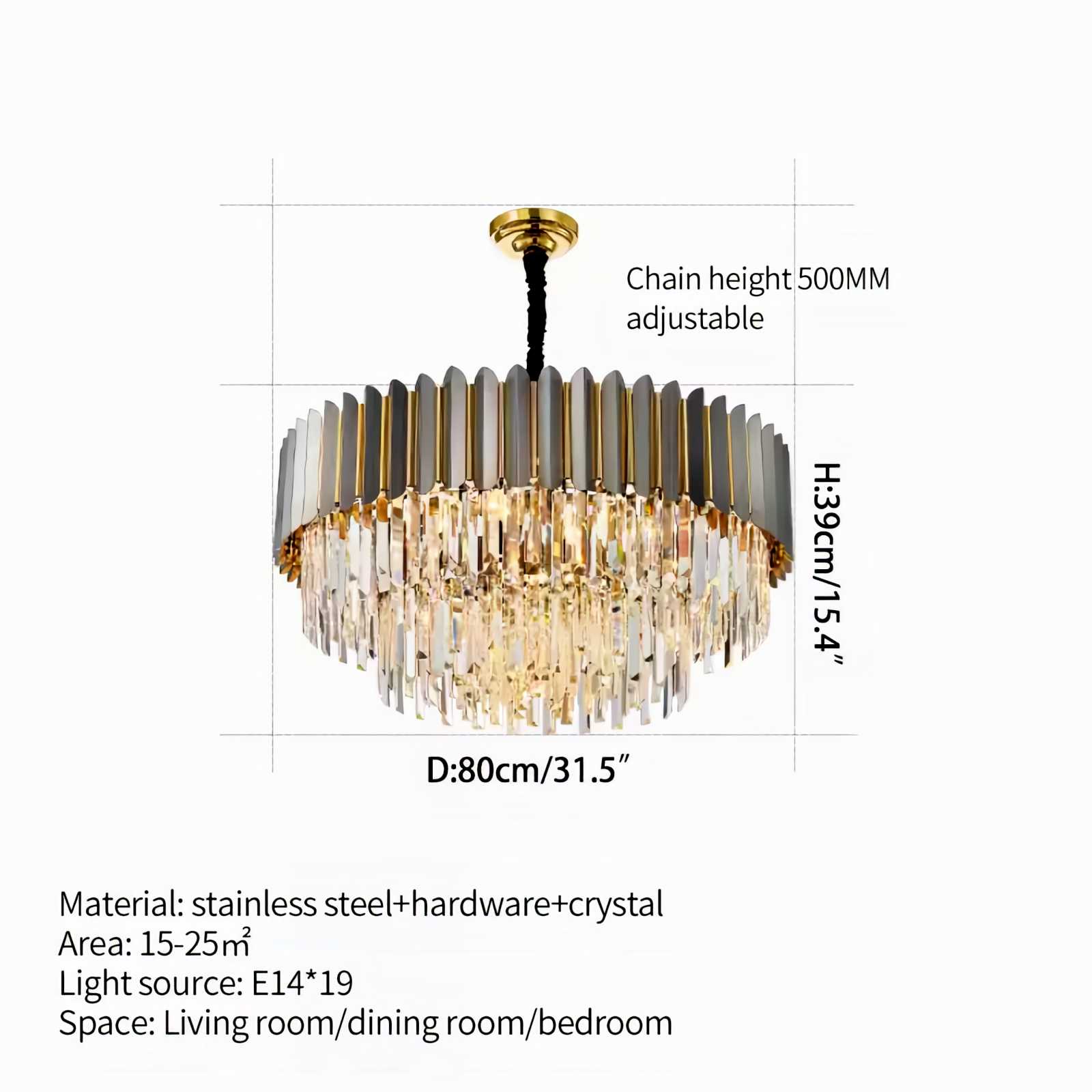 Modern Black Gold Luxury Crystal Chandelier