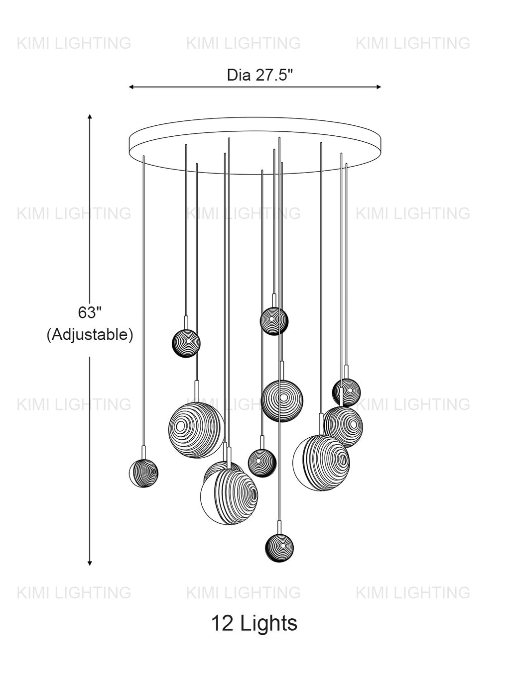 Textured Glass Staircase Pendant Light