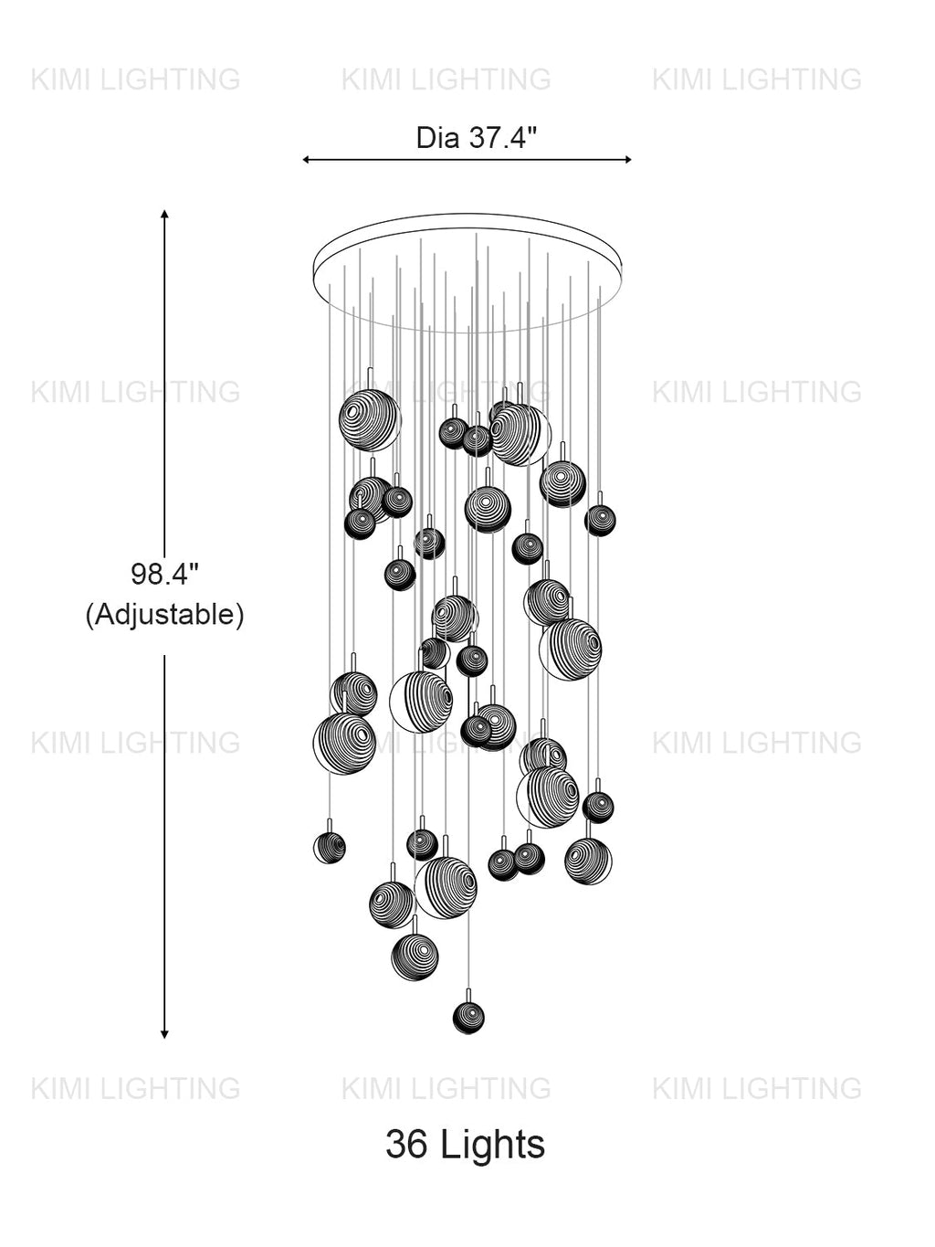 Textured Glass Staircase Pendant Light