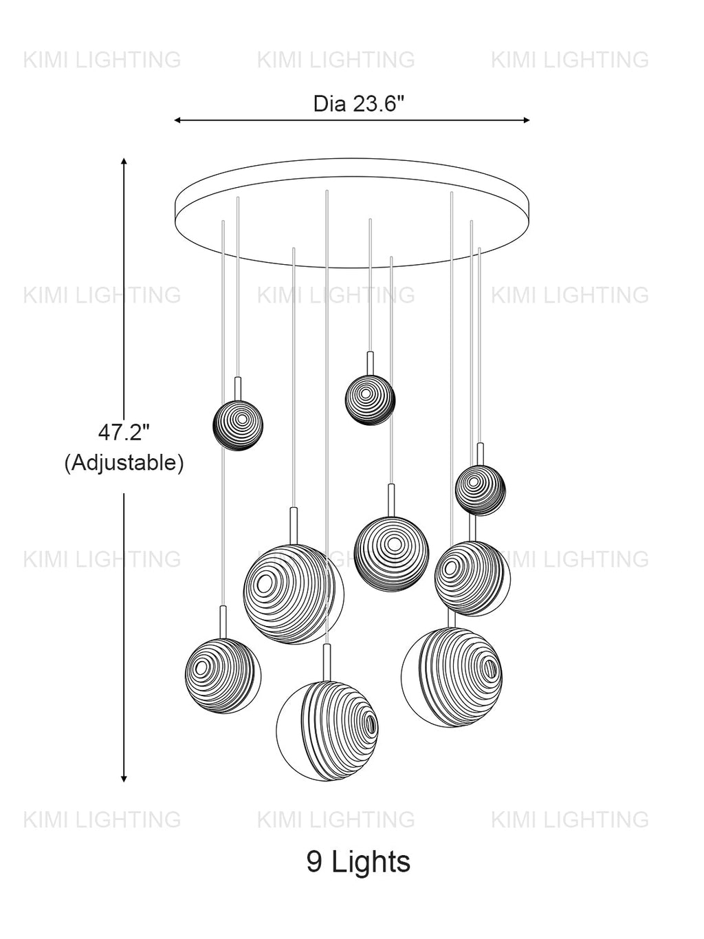 Textured Glass Staircase Pendant Light