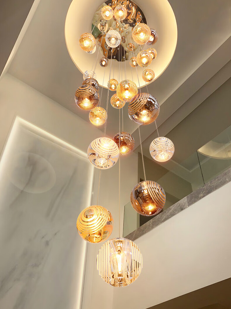 Textured Glass Staircase Pendant Light