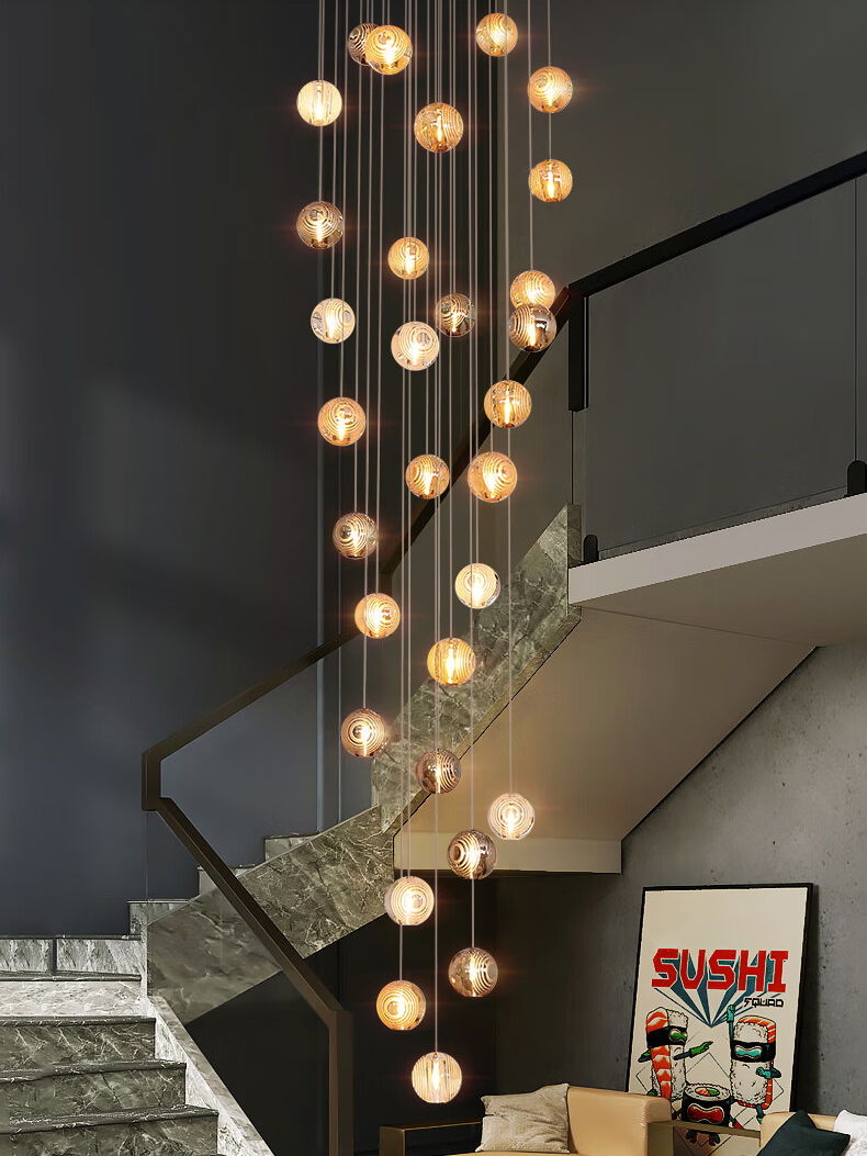 Textured Glass Staircase Pendant Light