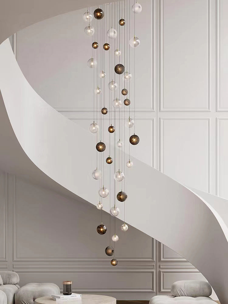 Textured Glass Staircase Pendant Light