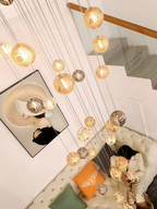 Textured Glass Staircase Pendant Light