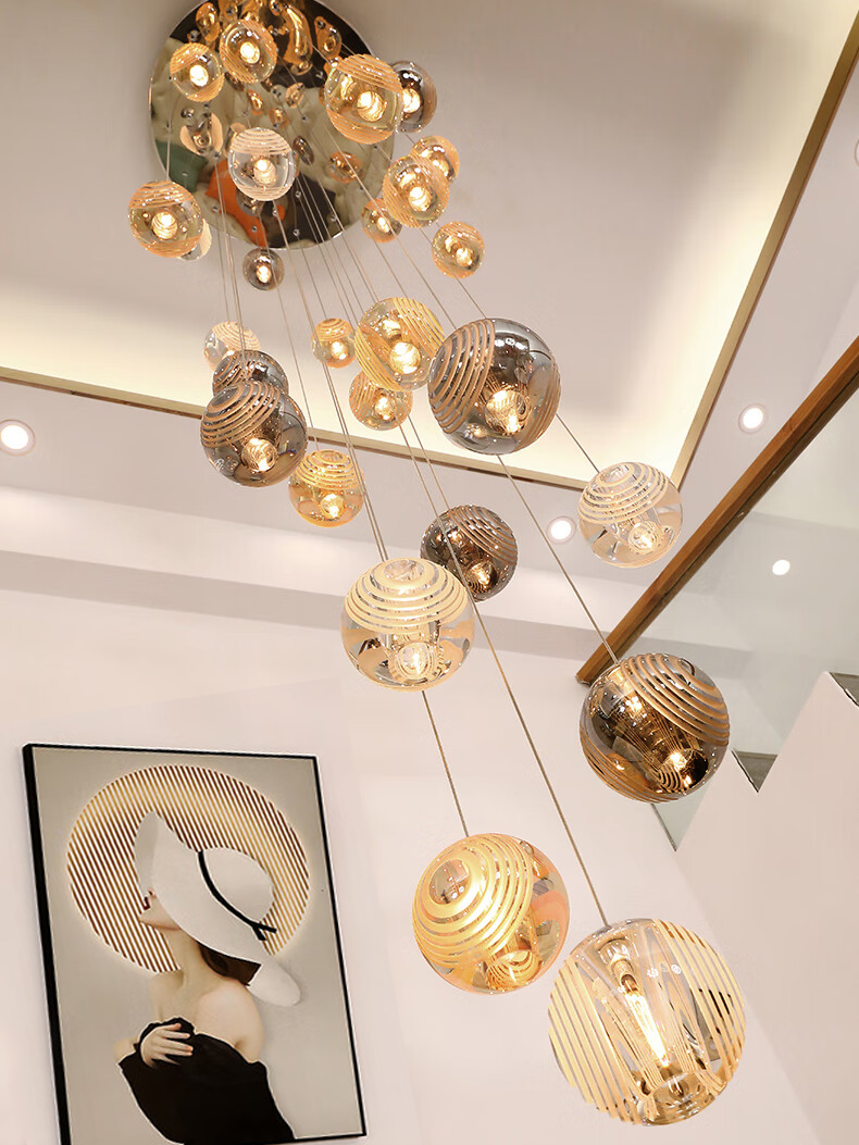 Textured Glass Staircase Pendant Light