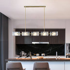 Textured Glass Linear Chandelier for Dining Room