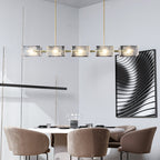 Textured Glass Linear Chandelier for Dining Room