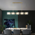 Textured Glass Linear Chandelier for Dining Room