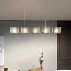 Textured Glass Linear Chandelier for Dining Room