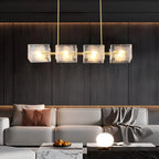 Textured Glass Linear Chandelier for Dining Room