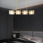 Textured Glass Linear Chandelier for Dining Room