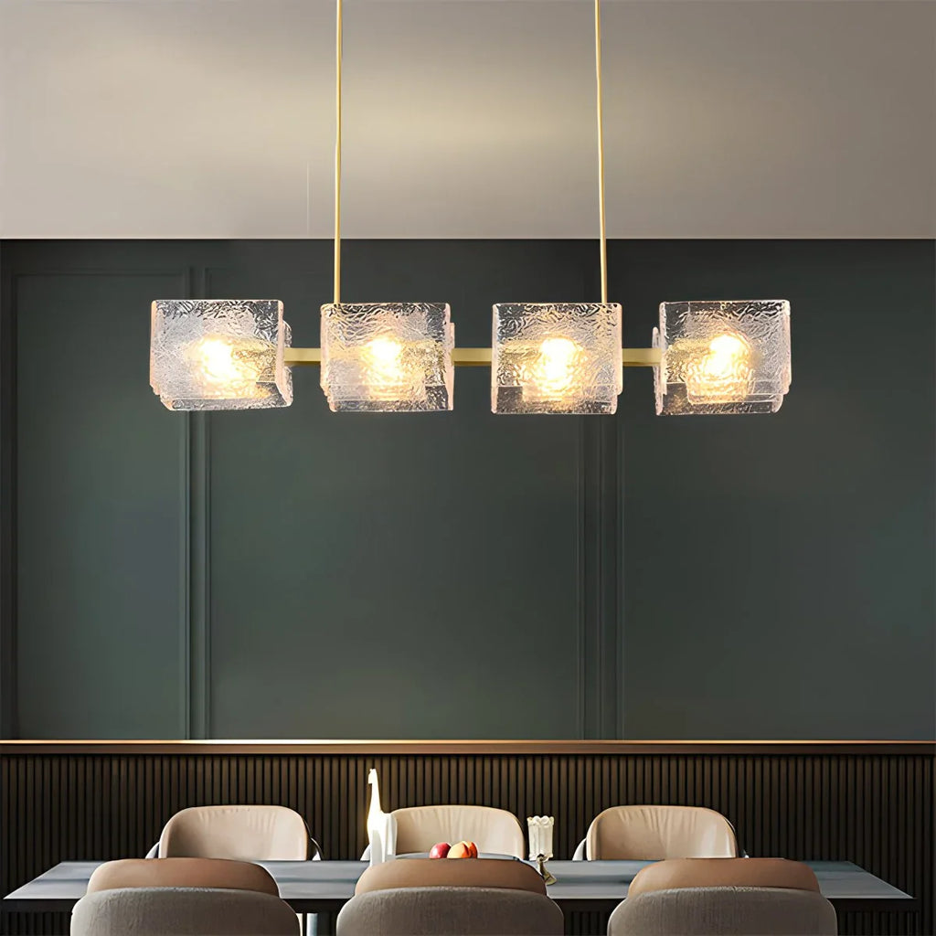 Textured Glass Linear Chandelier for Dining Room