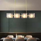 Textured Glass Linear Chandelier for Dining Room