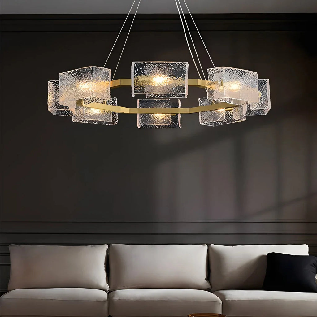 Textured Glass Round Chandelier