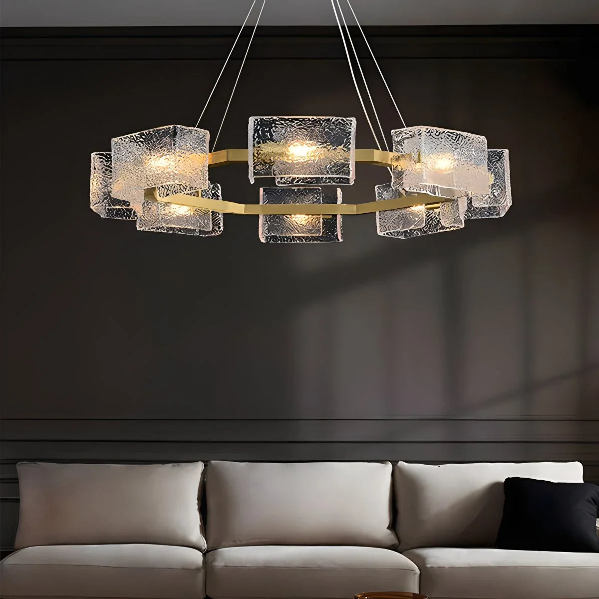 Textured Glass Round Chandelier