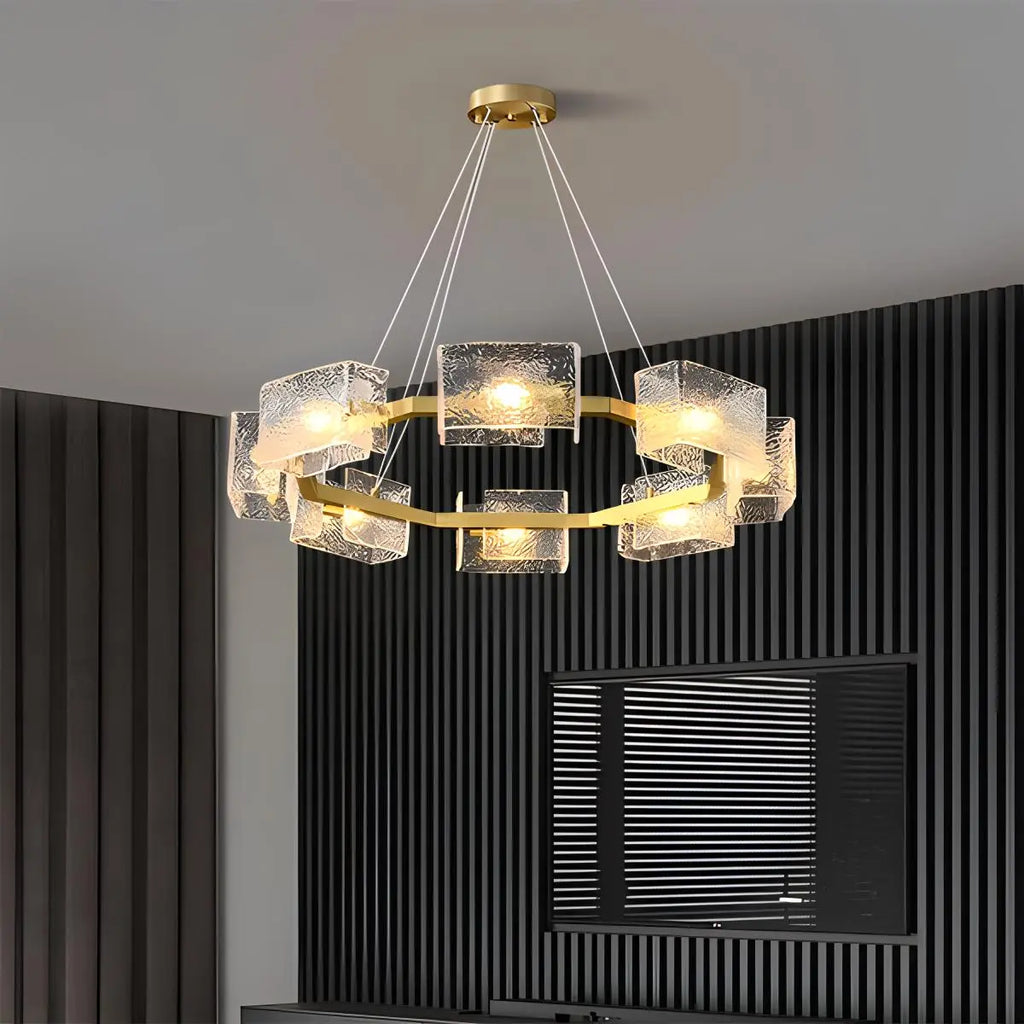 Textured Glass Round Chandelier