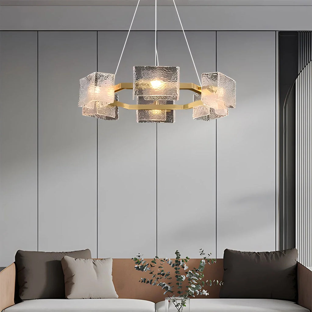 Textured Glass Round Chandelier