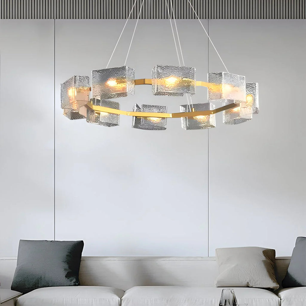 Textured Glass Round Chandelier