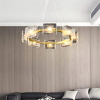 Textured Glass Round Chandelier