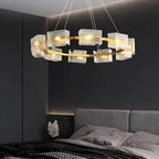 Textured Glass Round Chandelier