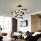 Modern Black Tiered Rectangular Chandelier