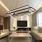 Modern Black Tiered Rectangular Chandelier