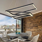 Modern Black Tiered Rectangular Chandelier