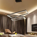 Modern Black Tiered Rectangular Chandelier
