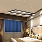 Modern Black Tiered Rectangular Chandelier