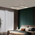 Modern Black Tiered Rectangular Chandelier