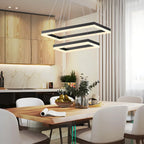 Modern Black Tiered Rectangular Chandelier
