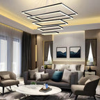 Modern Black Tiered Rectangular Chandelier