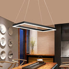 Modern Black Tiered Rectangular Chandelier