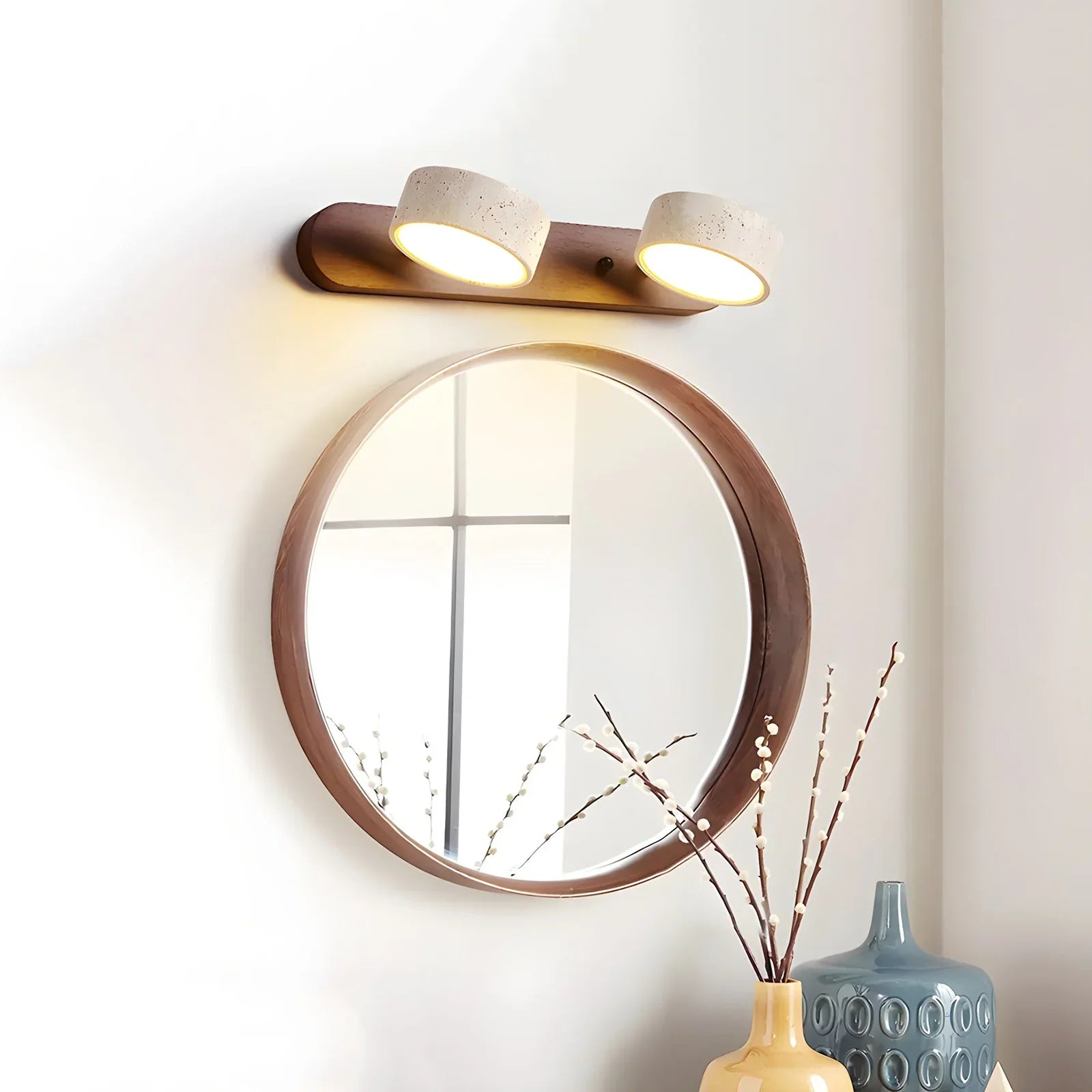 Travertine Duo Wood Wall Light