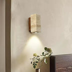 Travertine Square Round Column Wall Lamp