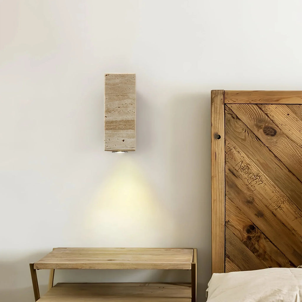 Travertine Square Round Column Wall Lamp