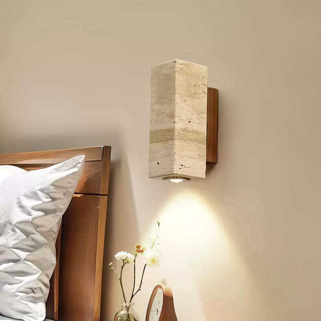 Travertine Square Round Column Wall Lamp