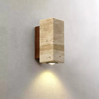 Travertine Square Round Column Wall Lamp
